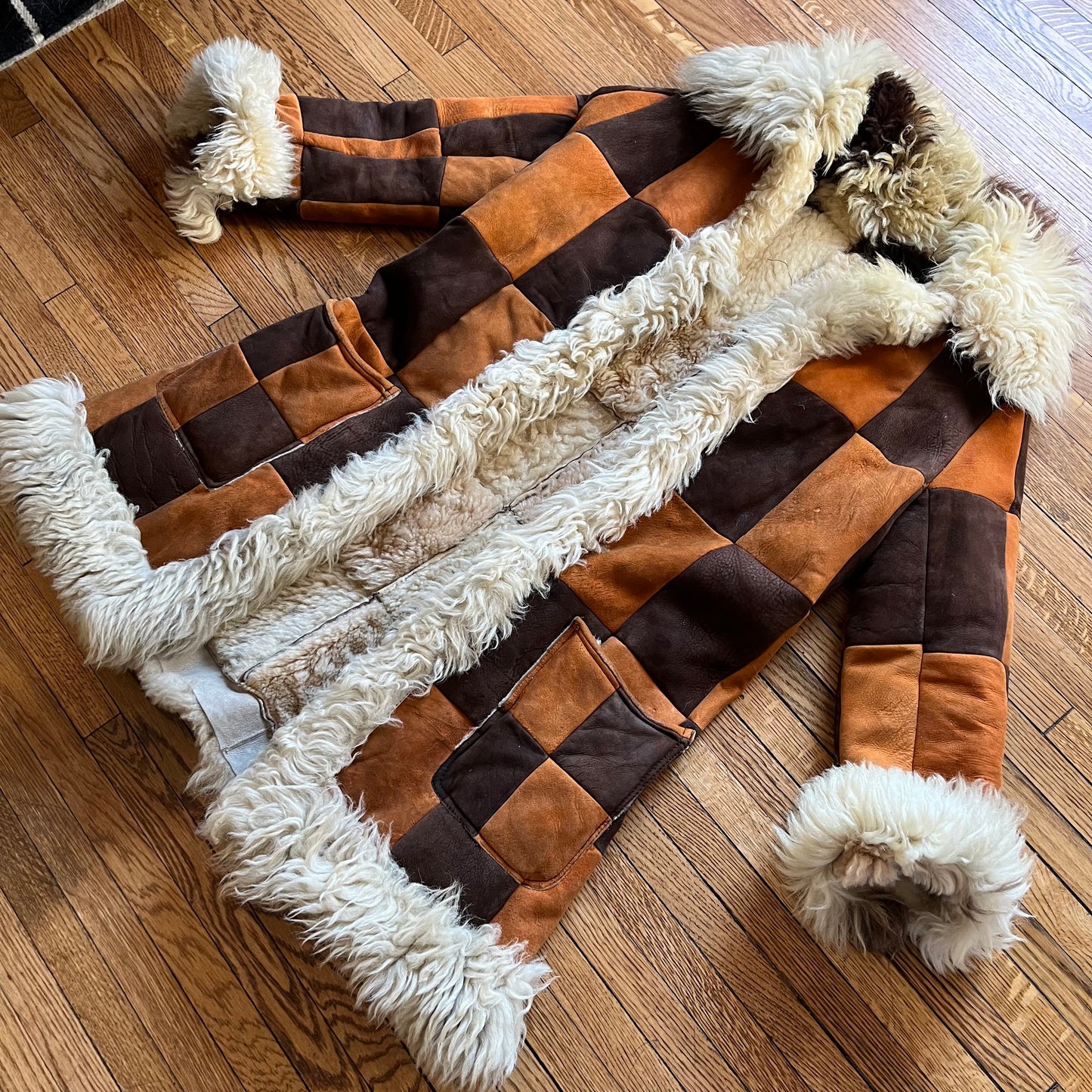 Vintage Checked Shearling Penny Lane Coat